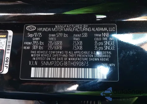 2026 Hyundai Santa Fe Hybrid Sel from USA, damaged, VIN 5NMP2DG18TH090873